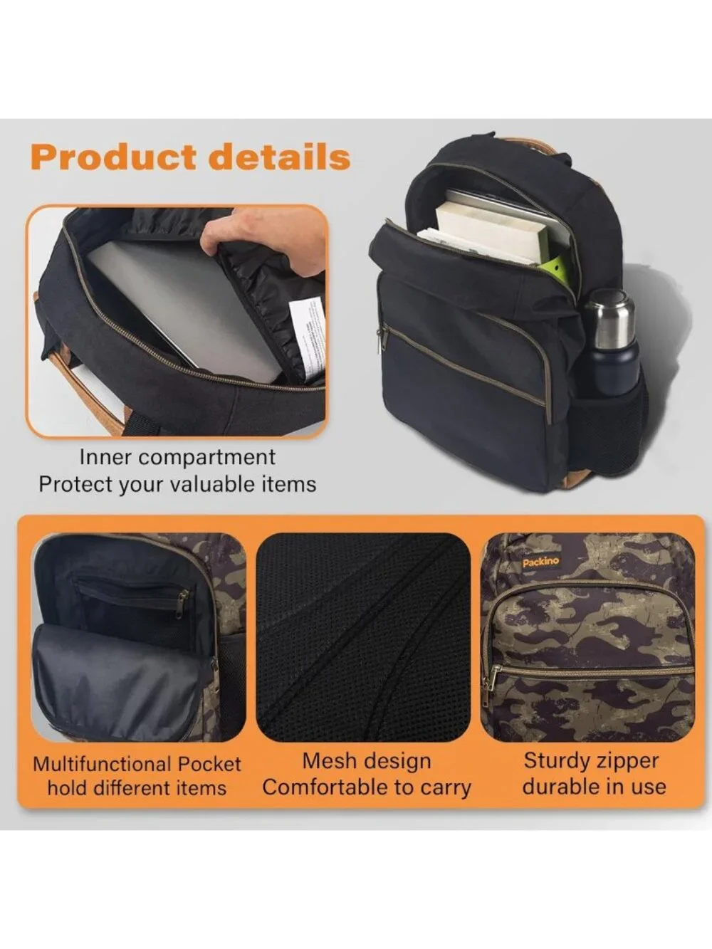 Water-Resistant 24L Travel Laptop Backpack, Anti-Theft Slim Design for 17